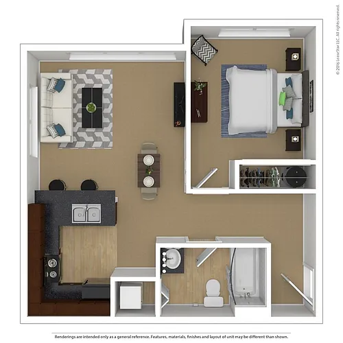 Floor plan 1 Bed 1 Bath A1