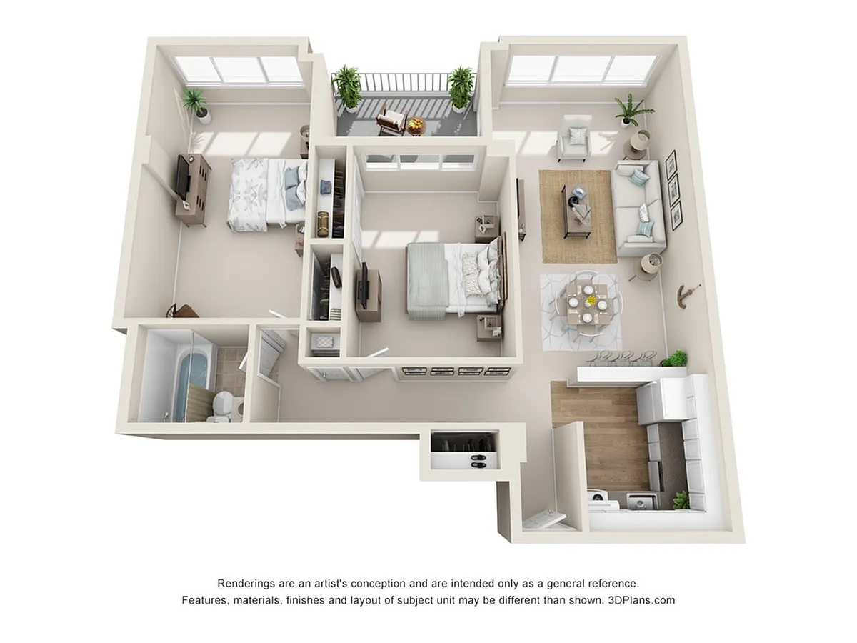 Floor plan 2-Bedroom 1-Bathroom | 815 sqft