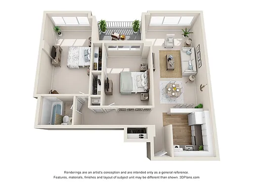 Floor plan 2-Bedroom 1-Bathroom | 815 sqft