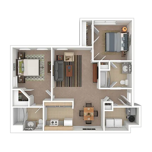 Floor plan Two Bedroom Two Bathroom Affordable - Income Limit