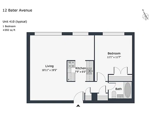 Floor plan 1 Bedroom - unit 410