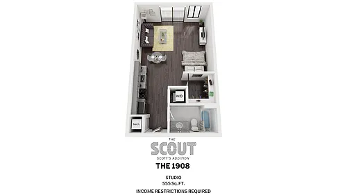 Floor plan *The 1908 - Income Restricted*