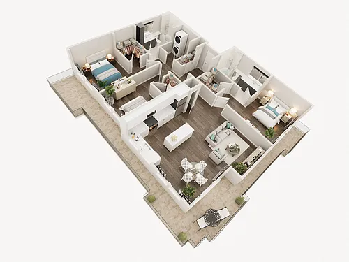 Floor plan Two Bed Two Bath D
