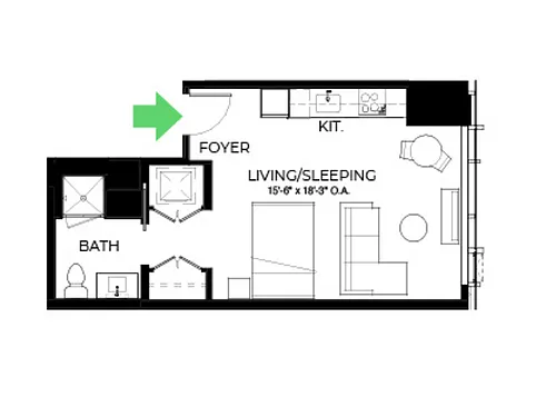 Floor plan S37 | Studio | 1 Bath