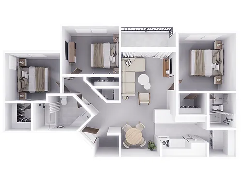 Floor plan 3x2 - 998sqft - C1