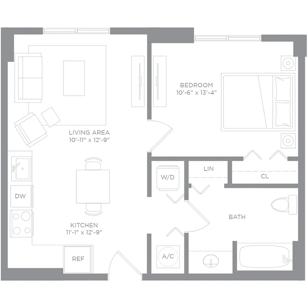 Floor plan 1 Bed / 1 Bath Workforce