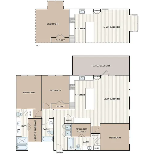 Floor plan Three Bedroom (33A)
