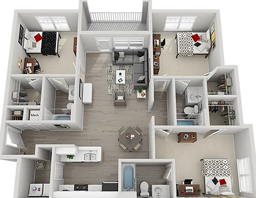Campus Edge 3x3 Upgraded Floor Plan Campus Edge 3x3 Upgraded Floor Plan