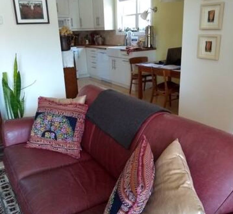 view from living room to kitchen