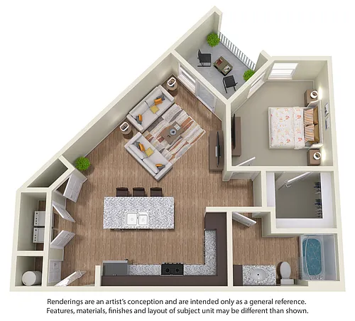 Floor plan 1 Bed - A2