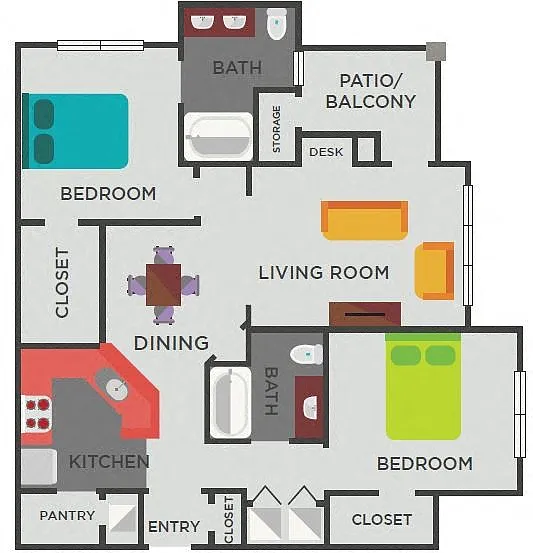 Floor plan The Berkeley (2x2)