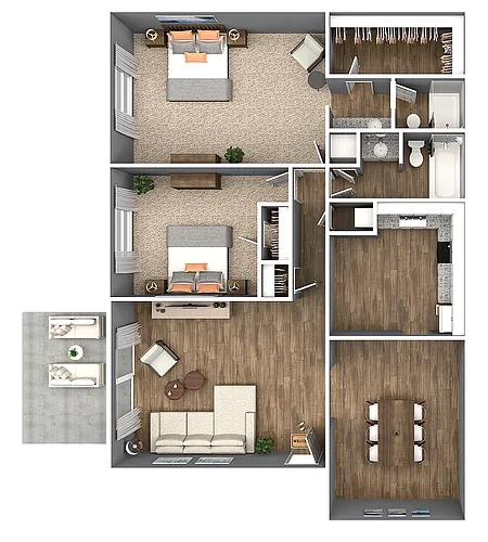 Floor plan 2 Bedroom 2 Bath