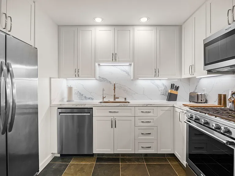 Fully stocked kitchen.