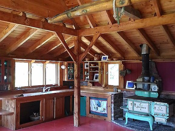 Kitchen with 1930s gas/wood stove