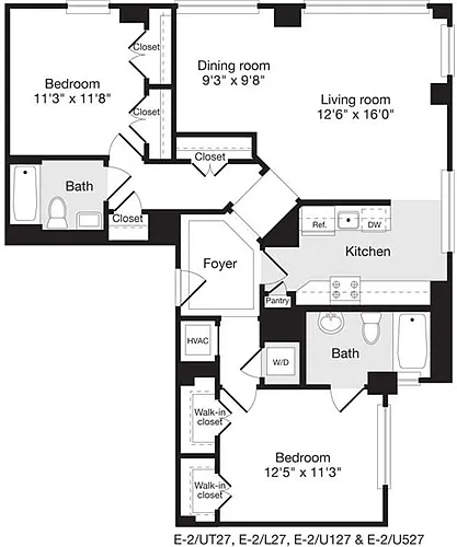 Floor plan 2 Bedrooms K