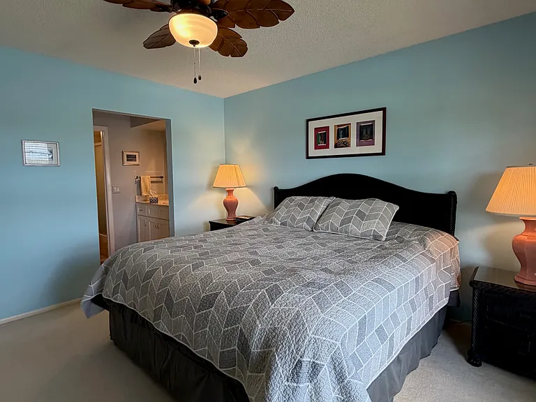 Spacious Primary Bedroom w/ STUNNING lake & golf course views & HUGE walk-in closet!
