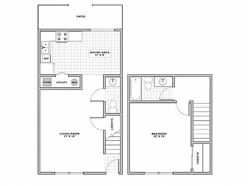 Floor plan 1 Bedroom Townhome