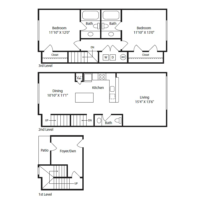Floor plan 2 Bed/2.5 Bath Townhome C