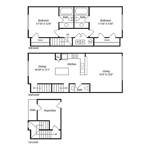 Floor plan 2 Bed/2.5 Bath Townhome C