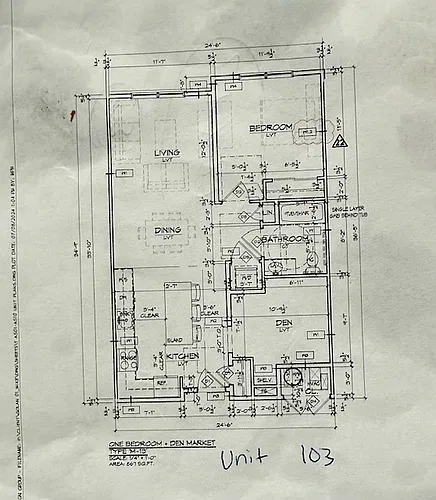 Floor plan 1 BdRm Plus Den