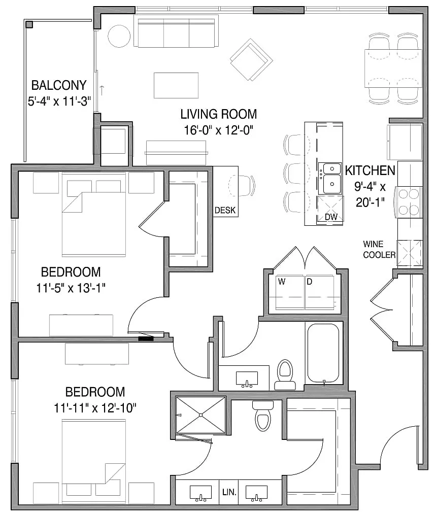 Floor plan Two-Bedroom