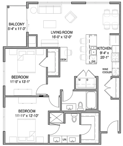 Floor plan Two-Bedroom