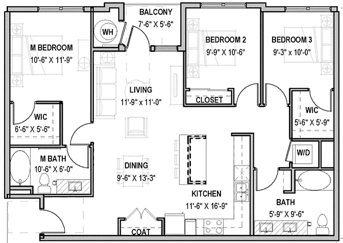 Floor plan 3x2B