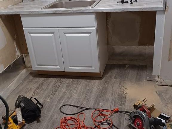 Cabinets going in