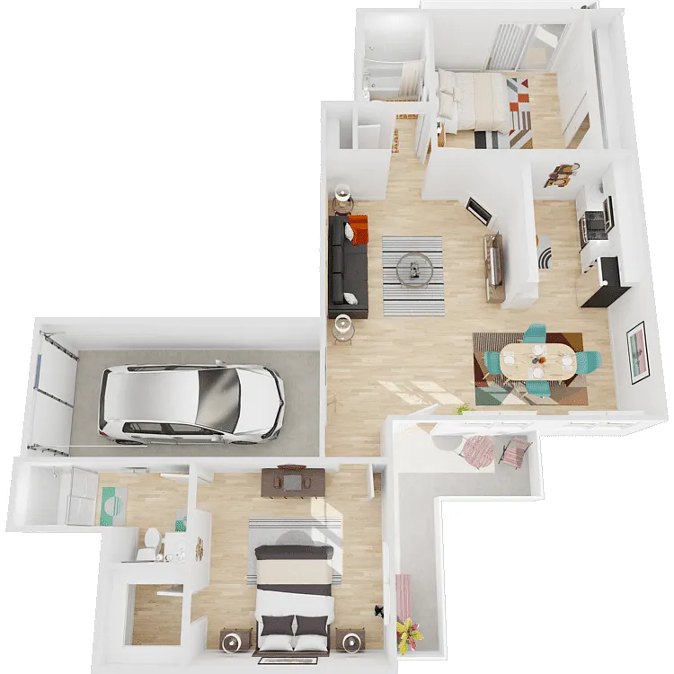 Floor plan 2x2 w/ Attached Garage