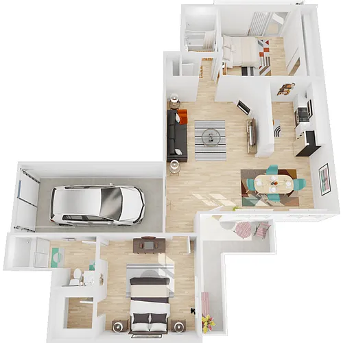 Floor plan 2x2 w/ Attached Garage