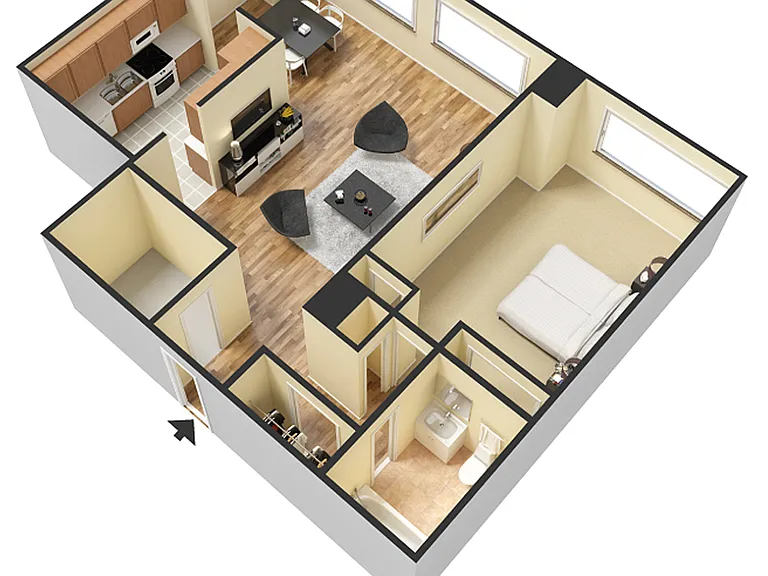 1 Bedroom, 1 Bath 1 Bedroom, 1 Bath