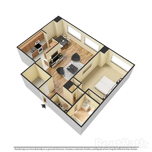 Floor plan 101 - 1 Bdrm, 1 Bath