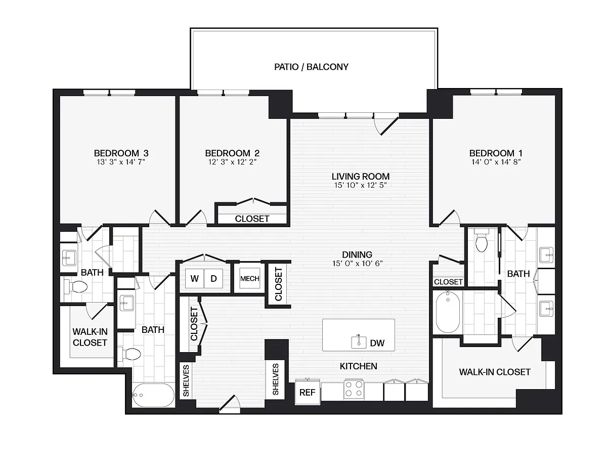 Floor plan 3 Bed/3 Bath-C3T