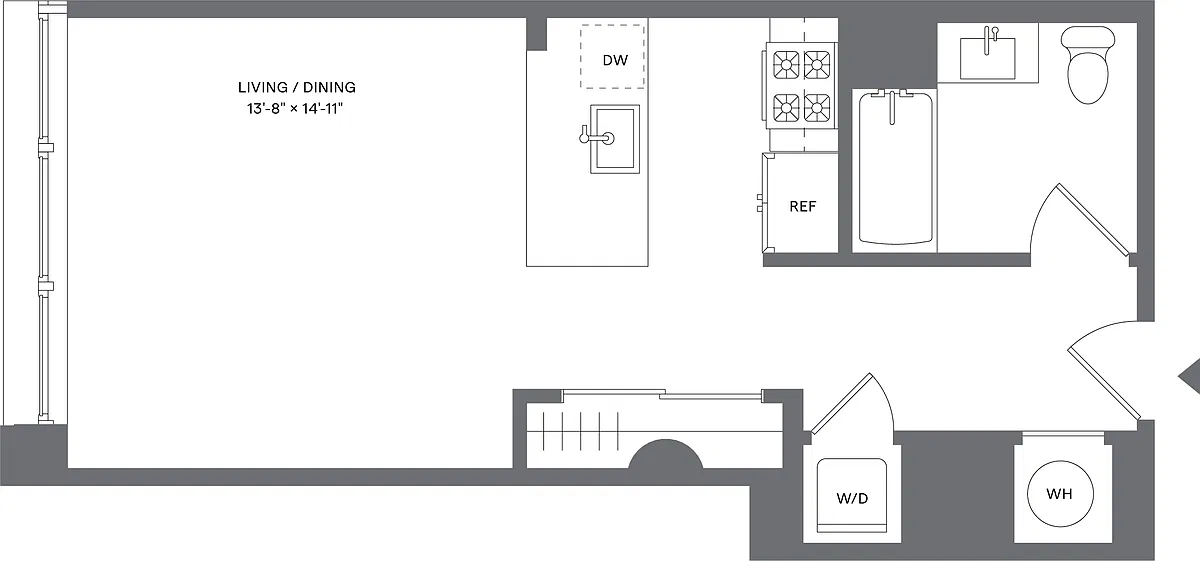 Floor plan Studio/1 Bath_S1
