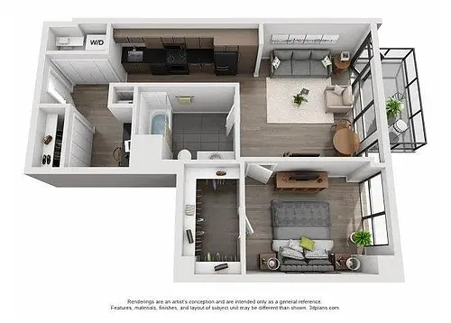 Floor plan 05 - One Bedroom + Den