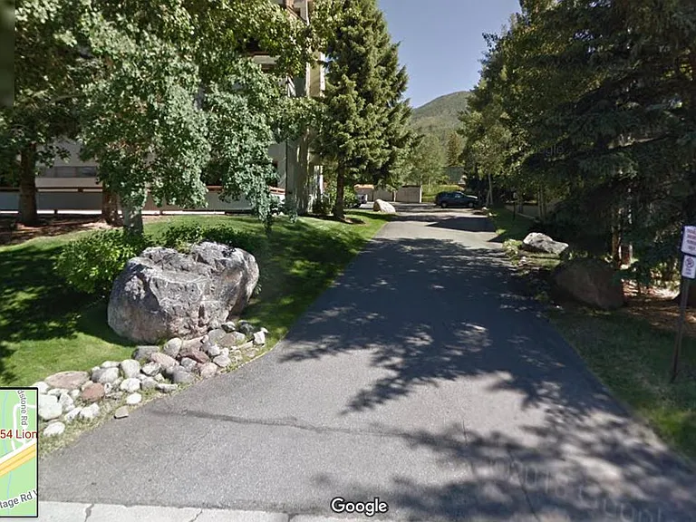 Entrance into Snow Lion Parking ~1030 Lion's Ridge Loop on GPS and across from the "Vail Run" Shuttle Stop