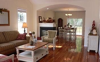Fantastic open floor plan with vaulted great room, archway t