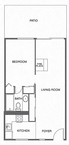 Floor plan Renovated 1 Bed, 1 Bath A