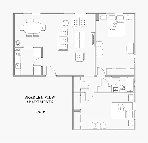 Floor plan Tier 6 - 2 Bed, 1 Bath