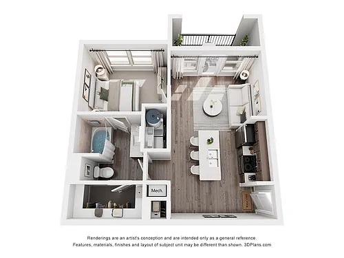 Floor plan A2 - 1 Bedroom