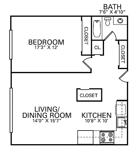 Floor plan One Bedroom C