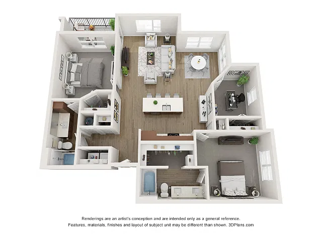 Floor plan Two-Bedroom Apartment (D1)