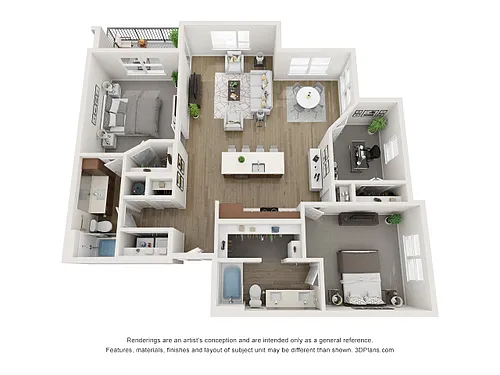Floor plan Two-Bedroom Apartment (D1)