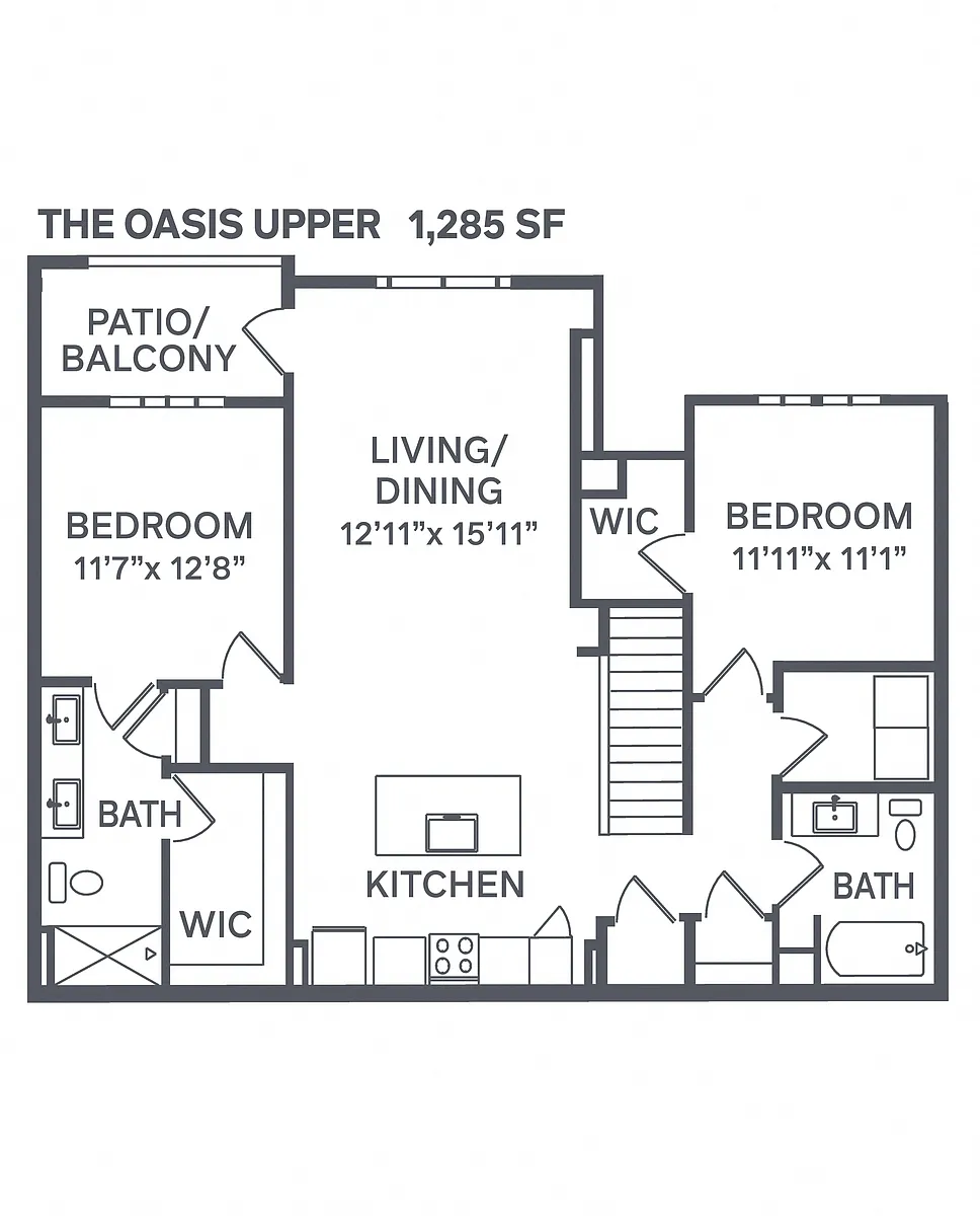 Floor plan The Oasis Upper - Attached Garage