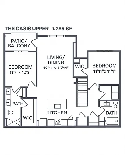 Floor plan The Oasis Upper - Attached Garage