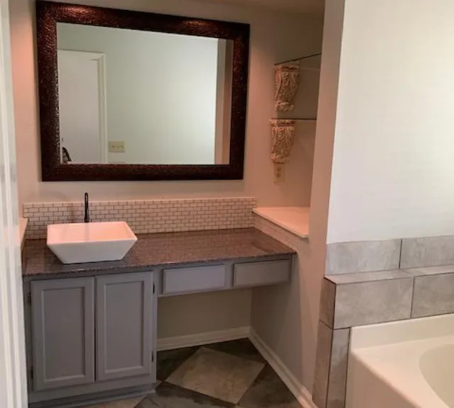 Master vanity and shelves
