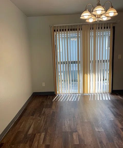Dining area with slider to balcony