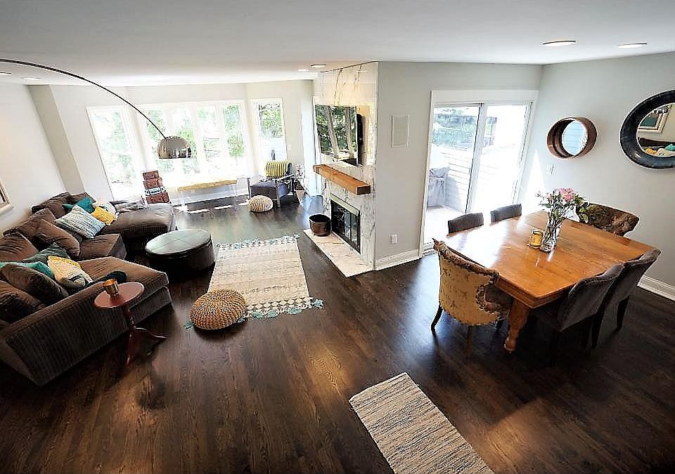 Living room and dining room