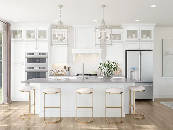 Kitchen with pendant lighting-Artist Rendering
