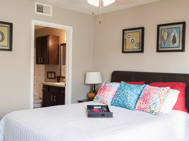 Comfortable Bedroom with Ensuite Bathroom in Carrollton Apartments
